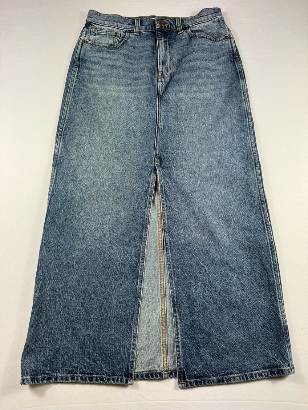 MADEWELL Denim Midi Skirt Front Slit Women’s 27 90s